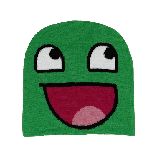 GREEN EPIC FACE KNIT BEANIE