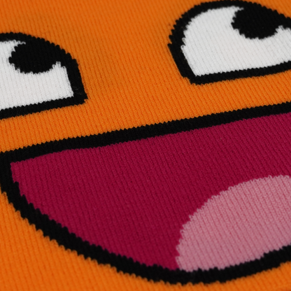 ORANGE EPIC FACE KNIT BEANIE