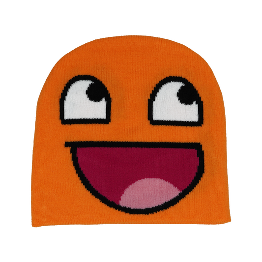 ORANGE EPIC FACE KNIT BEANIE