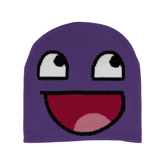 PURPLE EPIC FACE KNIT BEANIE