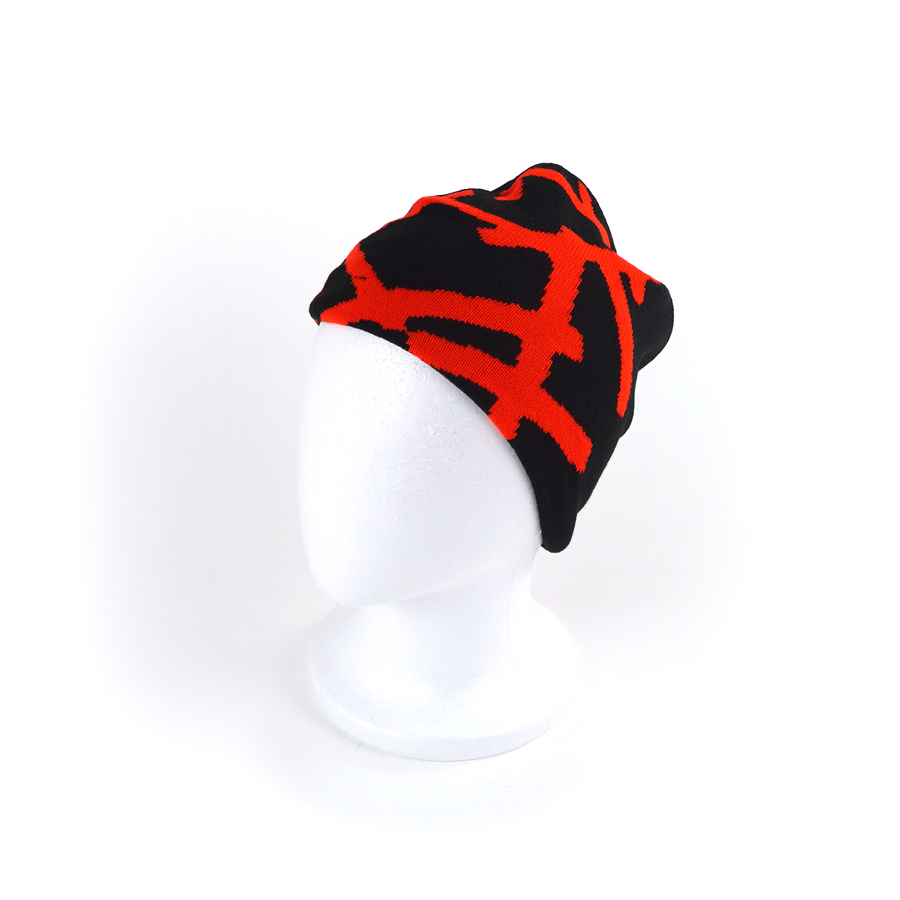 RED GRIND WOVEN BEANIE