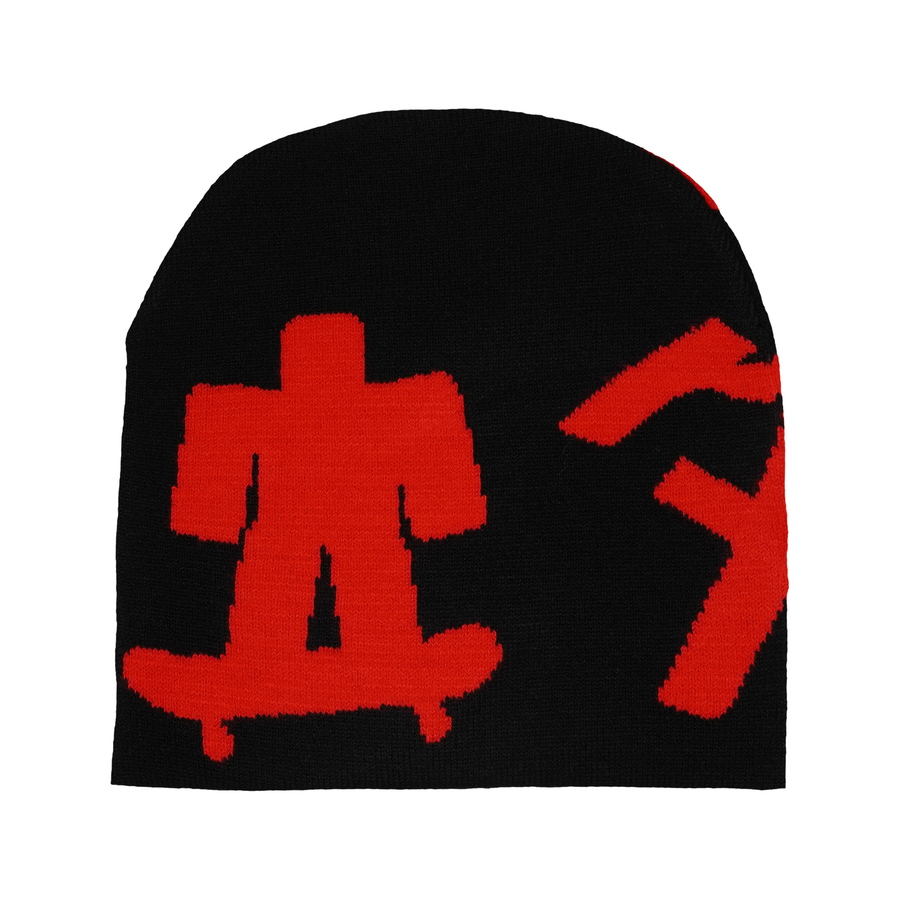 RED GRIND WOVEN BEANIE