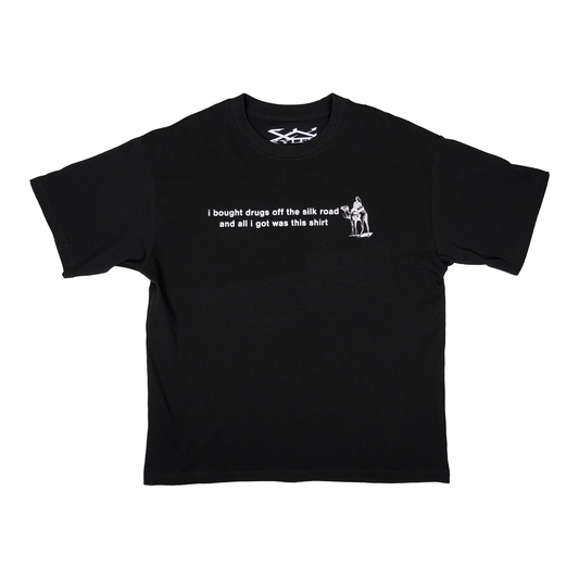 SILK ROAD TEE WHITE ON BLACK